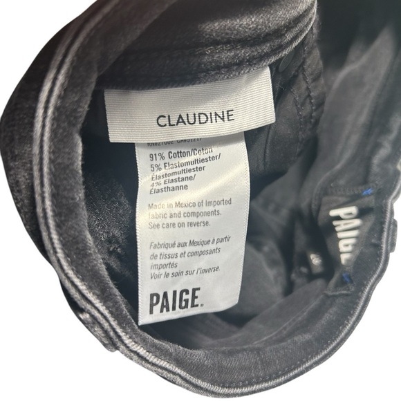 PAIGE Claidine High Rise Crop Distressed Raw Hem Black Denim Jeans Sz 28 - Picture 14 of 15